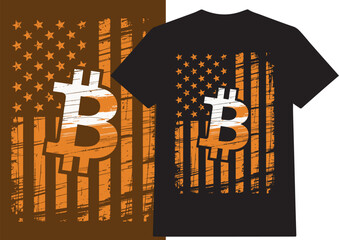 Bitcoin American Flag T-Shirt Design – Grunge Crypto USA Style
