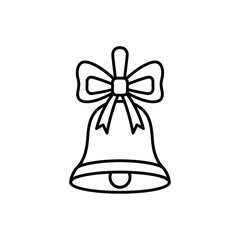 Stylized Outline of a Bell with a Bow, Vector Illustration for Holidays and Celebrations