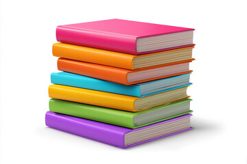 A textbook stack, 3D render, isolated on a white background.
