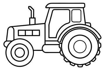 Line Drawing of a Classic Tractor with Cab and Large Wheels Illustration