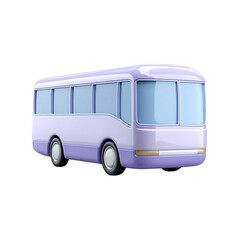 A 3d render of a cartoonstyle purple bus with blue windows, isolated on a transparent background, showcasing a simple and clean design suitable for various illustrative purposes