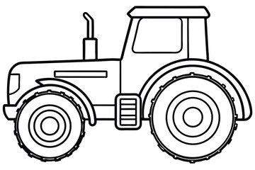 Obraz premium Outline of a Farm Tractor with Large Tires and Cabin Detailing