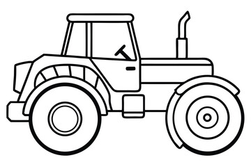 Line Art Tractor Illustration Black Outline Depiction for Coloring Books and Learning Activities