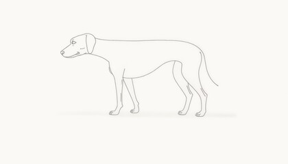 Fototapeta premium Outline drawing of a dog standing peacefully for pet, animal, and education projects 