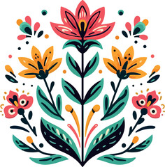  Mexican Flowers ClipArt logo icon vector white background .