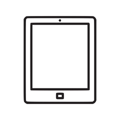 Illustration of a tablet computer minimalist line art style drawing of a modern mobile device with a blank screen, perfect for app design mockups and technology concepts
