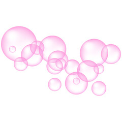Transparent spheres with cosmetic skincare essence, vitamin or moisture drops, and glossy bubble gum balls.