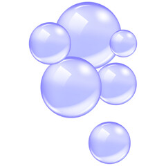 Transparent spheres with cosmetic skincare essence, vitamin or moisture drops, and glossy bubble gum balls.