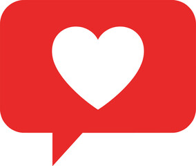 Red Speech Bubble With Heart Vector | Love Chat Icon & Social Media Symbol