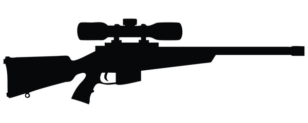 Black military automatic rifle vector illustration