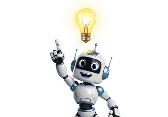 Naklejka premium Futuristic purple robot, wearing VR headset, virtual reality AI, holographic interface, wooden desk, aI technology, creative aI robot, 3D robot character