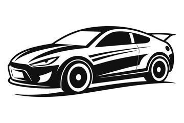 Fototapeta premium Stylized Silhouette of a Modern Coupe with Rear Wing and Sporty Design Features