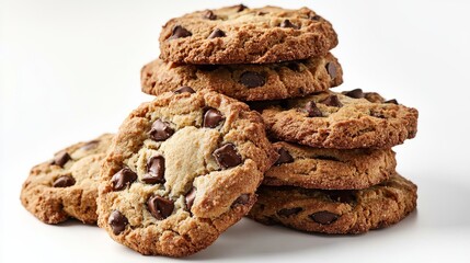 Stacked Chocolate Chip Cookies Close-up Photography, Food Styling, Sweet Treats, Bakery Chocolate chip cookies, food photography