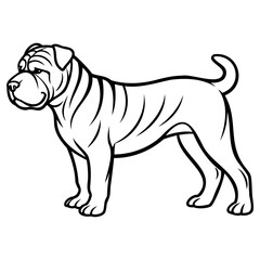 Cute sharpei dog illustration standing sideways