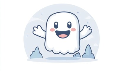 Obraz premium Adorable Happy Ghost Illustration