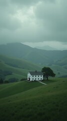 Golden Hour White House in Rolling Green Hills