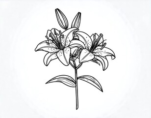 Elegant black and white lily illustration