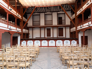 Almagro, Spain; August-20, 2025: Interior view of the courtyard of the Corral de Comedias in Almagro