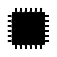 Black and White Illustration of an Integrated Circuit Chip with Peripheral Pins
