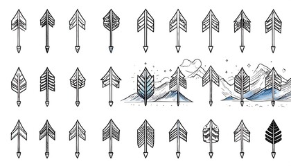 Arrows and trees in a graphic design