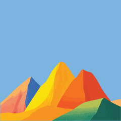 Vector illustration Mediterranean Italian style of big mountains