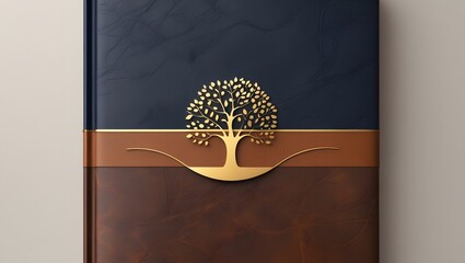  Book Cover Template with Golden Family Tree
