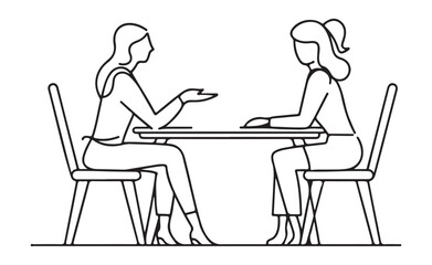 Business Meeting and Negotiation Silhouette Vector of Two People Talking