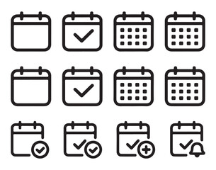 Calendar Icons Vector Set for Planner, Schedule and Organizer Design