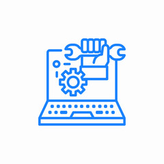 laptop maintenance and software setup icon sign vector