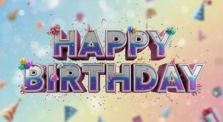 Happy Birthday Celebration - Colorful Text and Festive Design.