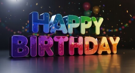 Happy Birthday Colorful 3D Text Celebration.