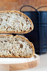 Freshly baked homemade artisan rye bread