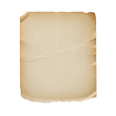 Obraz premium Vintage torn paper sheet with aged texture and rough edges, isolated on white or transparent background. Ideal for retro posters, certificates, invitations, and antique-inspired design projects