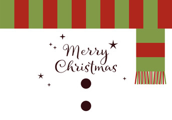 Merry Christmas. Scarf. Red, green striped scarf. Winter holiday background