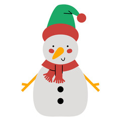 Snowman cartoon character. Christmas Snowman