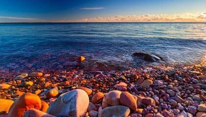 Obraz premium Colorful Smooth Stones On The Shore Of Lake Superior In Michigan