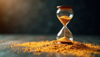 Hourglass on Sand with Warm Lighting for Time Management Blogs, Productivity Websites, Mindfulness Content, and Self-Improvement Articles