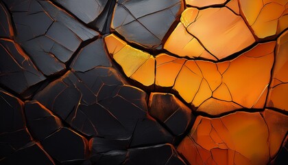 abstract black and orange cracked texture background