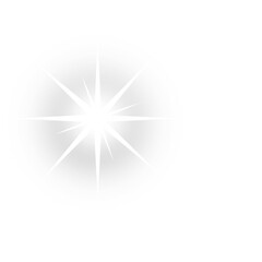 Bright starburst light effect isolated on transparent background