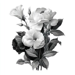 Monochrome floral bouquet illustration