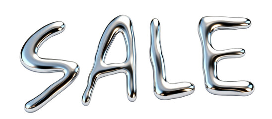 Silvery Sale Text A sleek, metallic SALE sign radiates a modern, luxurious appeal, perfectly conveying an event or offer for commercial use.