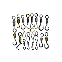 Fishing Swivels & Hooks Clip Art Collection
