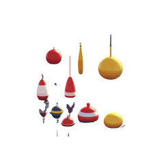 Set of Colorful Fishing Floats and Bobbers Clipart
