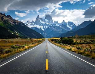 Fototapeta premium Mountain road stretches to peak