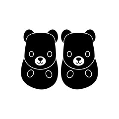 Fototapeta premium Two black bear cartoon icons