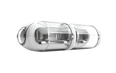 Transparent hyperloop pod mockup showcasing futuristic transportation design and minimalistic innovation concepts isolated on transparent background PNG