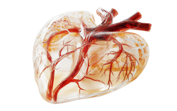 Detailed heart model highlighting circulatory system, cardiovascular structure, and biological learning tools isolated on transparent background PNG