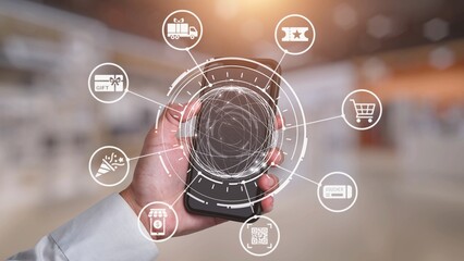 Digital gift card icons show e-commerce, payment, and digital gift card redemption. Digital gift card supports online shopping, secure payment, and customer loyalty programs. Gist