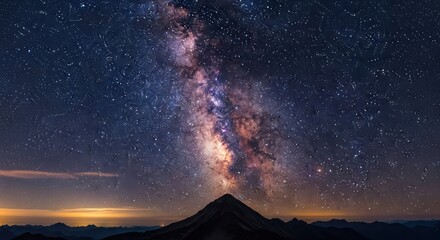 Majestic Milky Way Galaxy Over Volcanic Peak.
