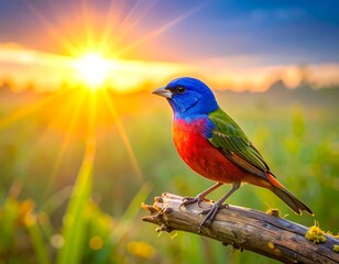 Obraz premium Vibrant bird at sunrise